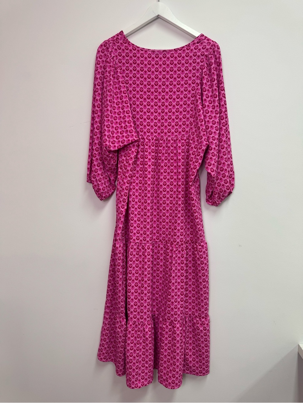 miduo Womens Casual V Neck Half Sleeve Bohemian Geometric Maxi  Dress Pink Large - Picture 3 of 3